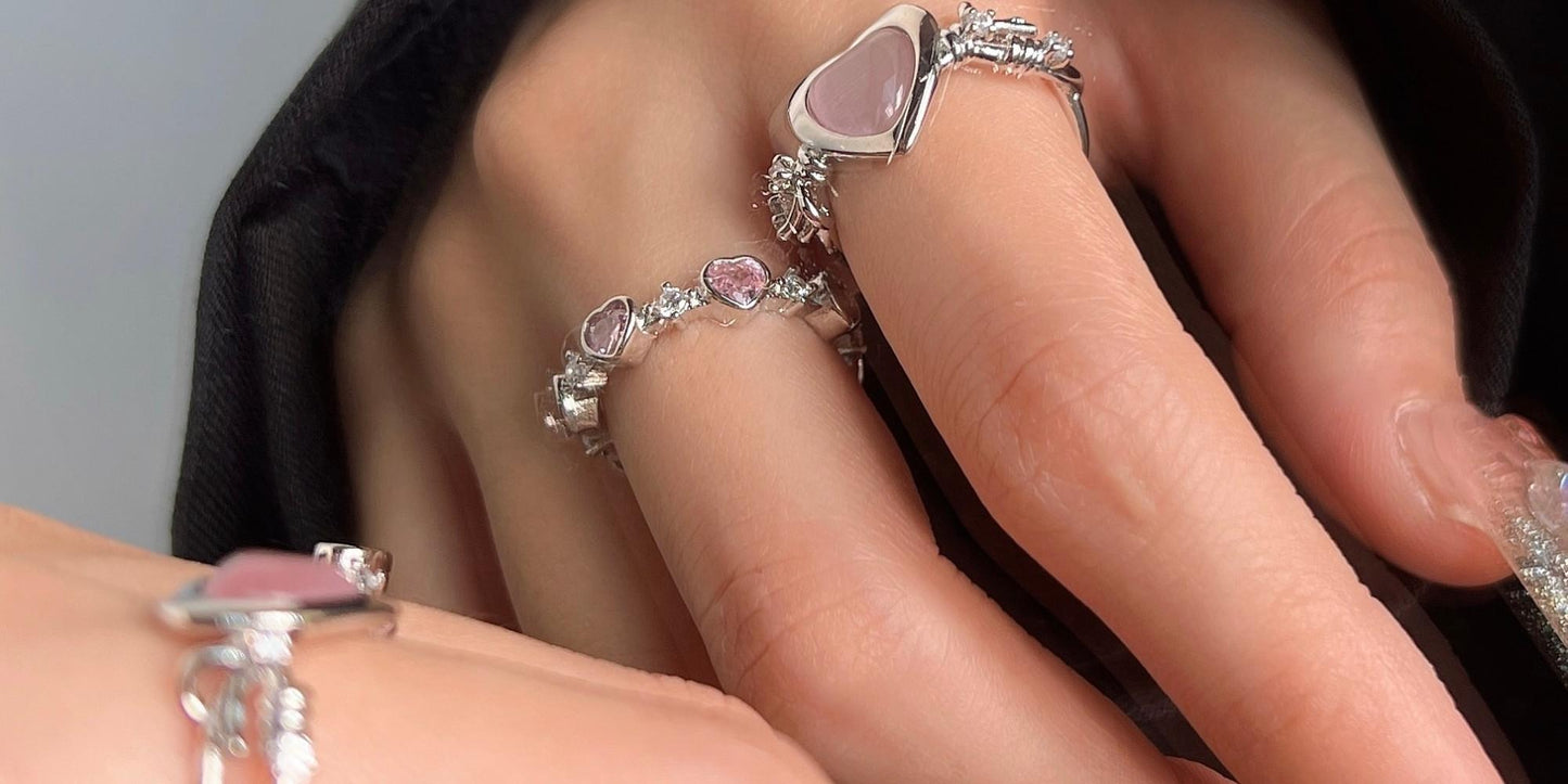 Luxury jewelry, alloy zircon, rings, pink, for everyone