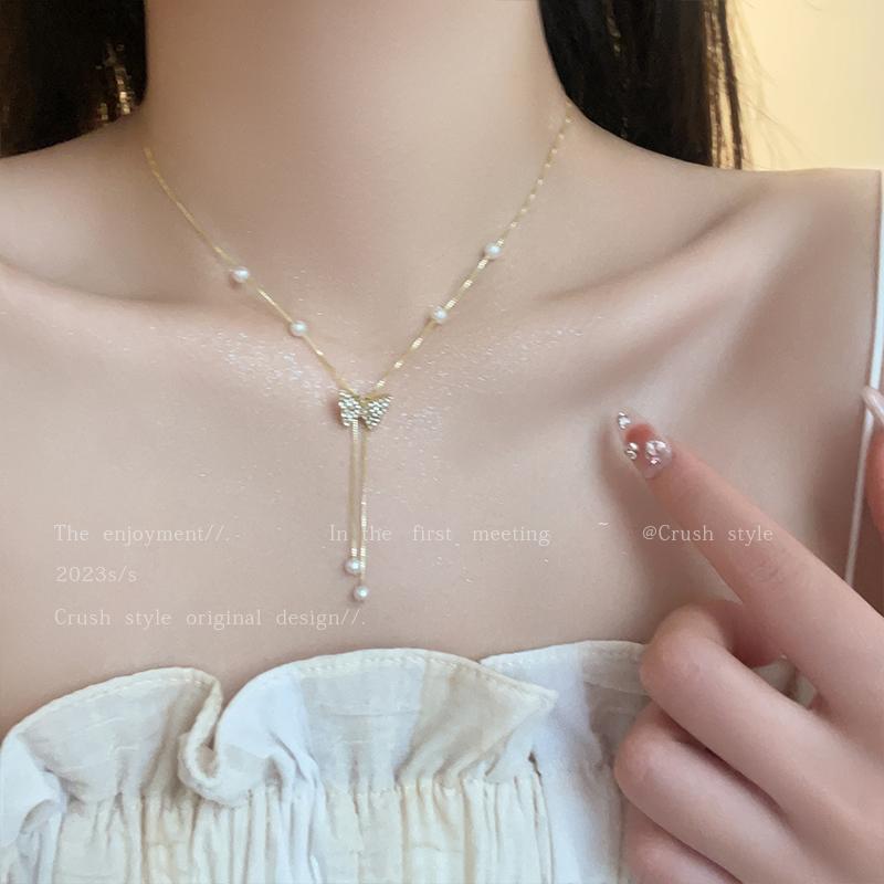 Luxury jewelry, alloy, butterfly necklace, gold, for everyone