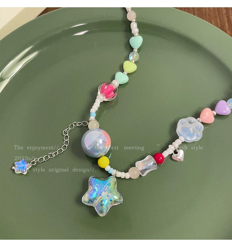 Luxury jewelry, beaded alloy, star necklace, colorful, suitable for everyone