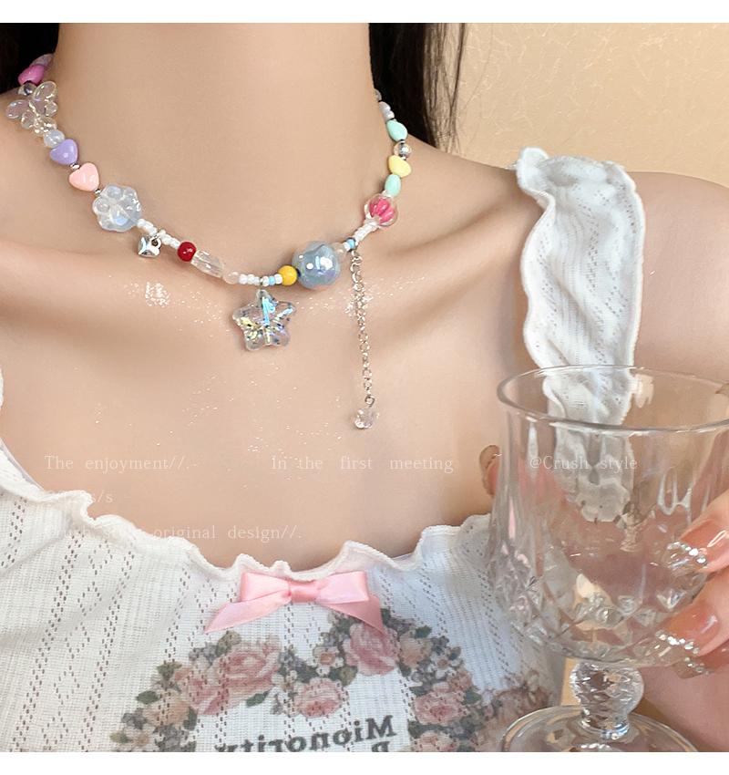 Luxury jewelry, beaded alloy, star necklace, colorful, suitable for everyone