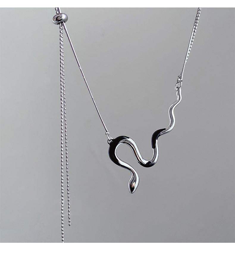 Luxury jewelry, alloy, snake necklace, silver, for everyone
