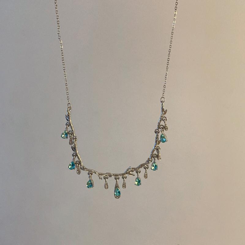 Luxury jewelry, zircon alloy, necklace, blue, for everyone