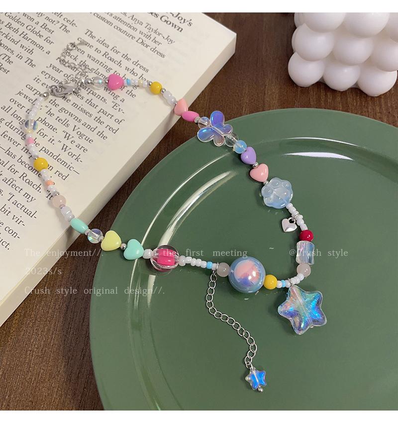 Luxury jewelry, beaded alloy, star necklace, colorful, suitable for everyone