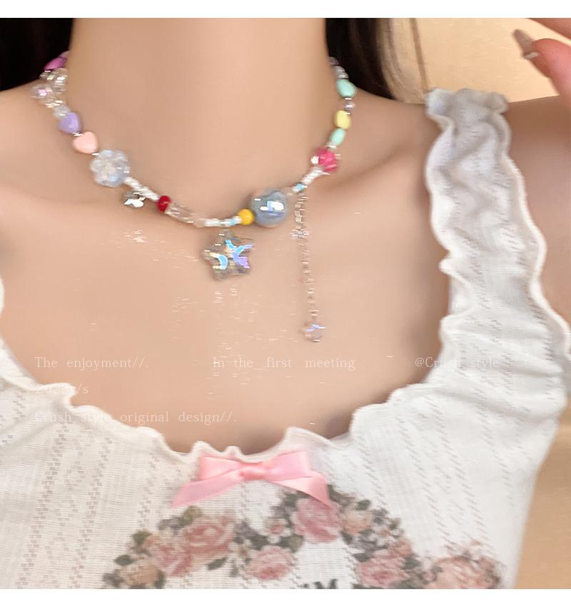 Luxury jewelry, beaded alloy, star necklace, colorful, suitable for everyone