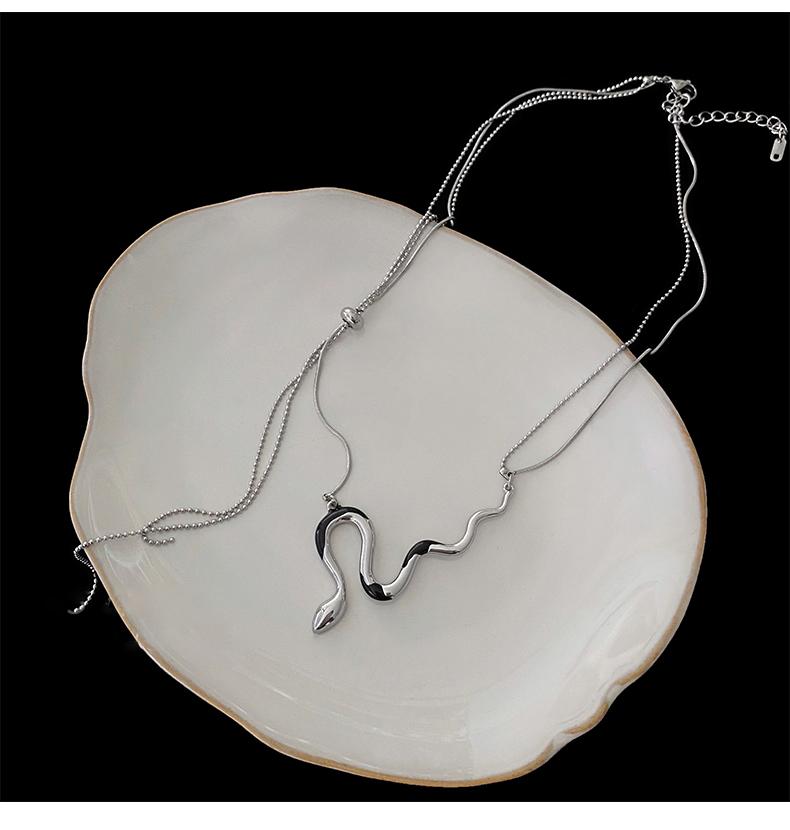 Luxury jewelry, alloy, snake necklace, silver, for everyone