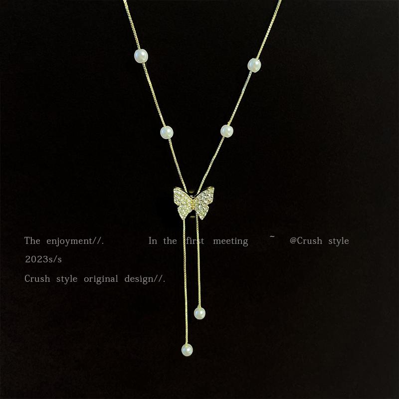 Luxury jewelry, alloy, butterfly necklace, gold, for everyone