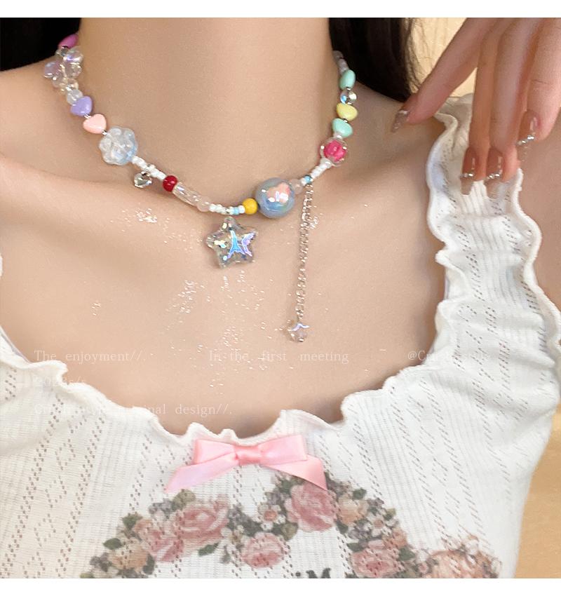 Luxury jewelry, beaded alloy, star necklace, colorful, suitable for everyone