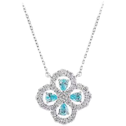 Luxury jewelry, zircon alloy, four-leaf clover necklace, silver, for everyone