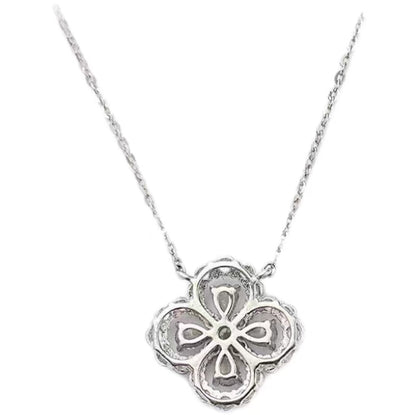 Luxury jewelry, zircon alloy, four-leaf clover necklace, silver, for everyone