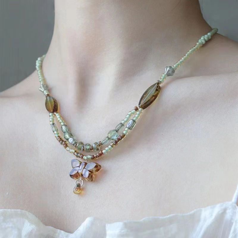 Chinese style Royal style, beaded, butterfly double necklace, for everyone