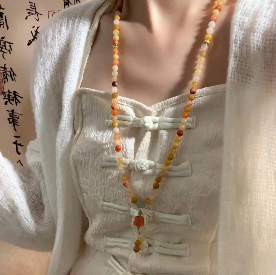 Chinese style Royal style, beaded, orange, necklace, for everyone