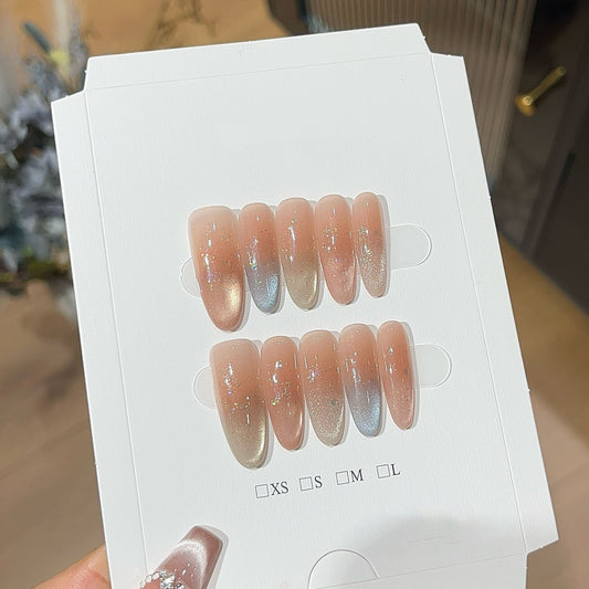 Handmade nail,sweet style nails,dopamine colour,long  stiletto,cat eye armor,aily banquets are acceptable,for everyone