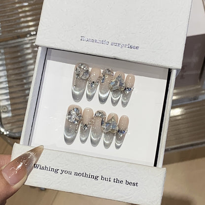 Handmade,light luxury high-end style nails,transparent,cat eye armor,love diamond,reusable,aily banquets are acceptable,for every one