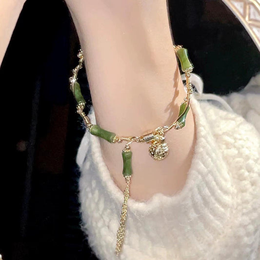 Luxury jewelry, alloy, bamboo bracelet, green, for everyone