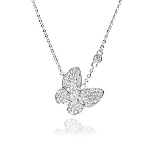 Luxury jewelry, alloy, butterfly necklace, silver, for everyone