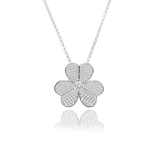 Luxury jewelry, alloy, clover necklace, silver, for everyone