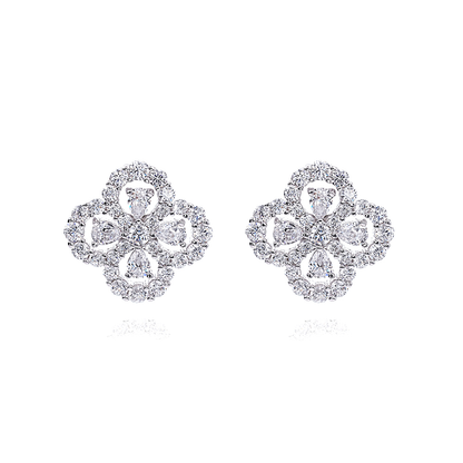 Luxury jewelry, zircon alloy, earrings, silver, for everyone