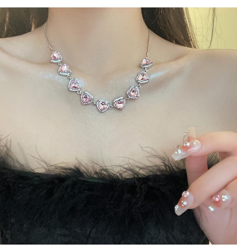 Luxury jewelry, zircon alloy, love necklace, pink, for everyone