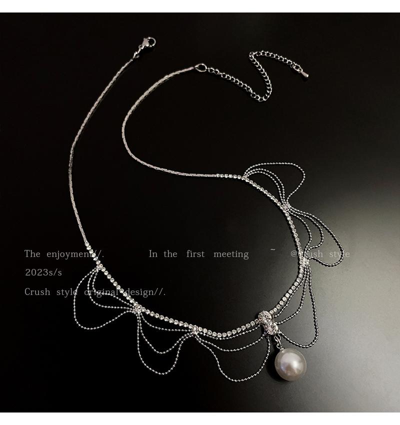 Luxury jewelry, alloy, pearl necklace, silver, suitable for everyone