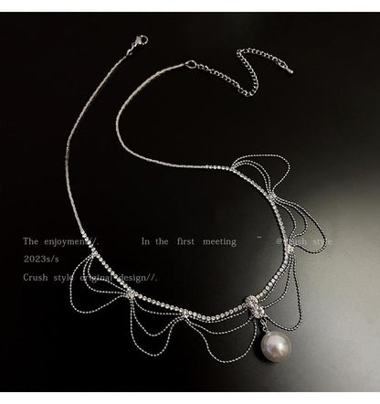 Luxury jewelry, alloy, pearl necklace, silver, suitable for everyone