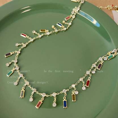 Luxury jewelry, alloy zircon, necklace, color, suitable for everyone