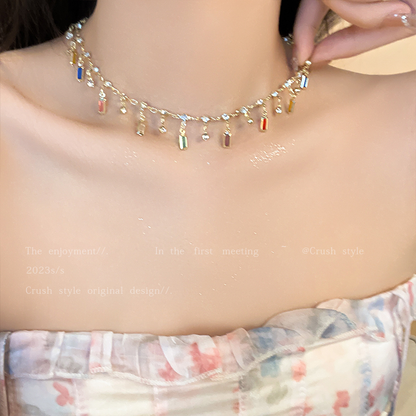 Luxury jewelry, alloy zircon, necklace, color, suitable for everyone