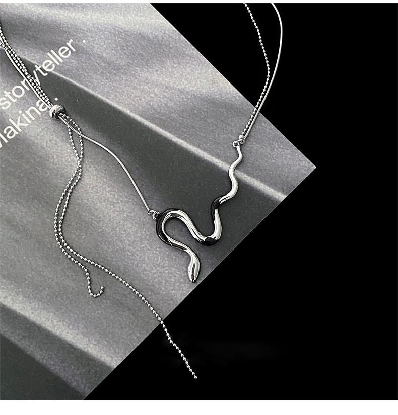 Luxury jewelry, alloy, snake necklace, silver, for everyone