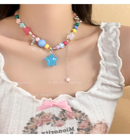 Luxury jewelry, alloy beaded, star necklace, colorful, suitable for everyone