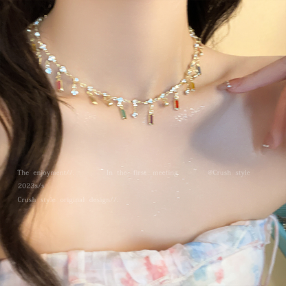 Luxury jewelry, alloy zircon, necklace, color, suitable for everyone