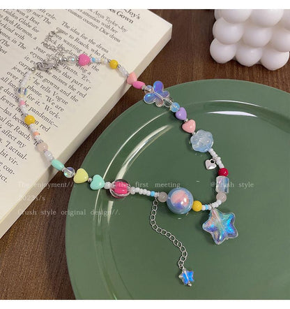 Luxury jewelry, beaded alloy, star necklace, colorful, suitable for everyone