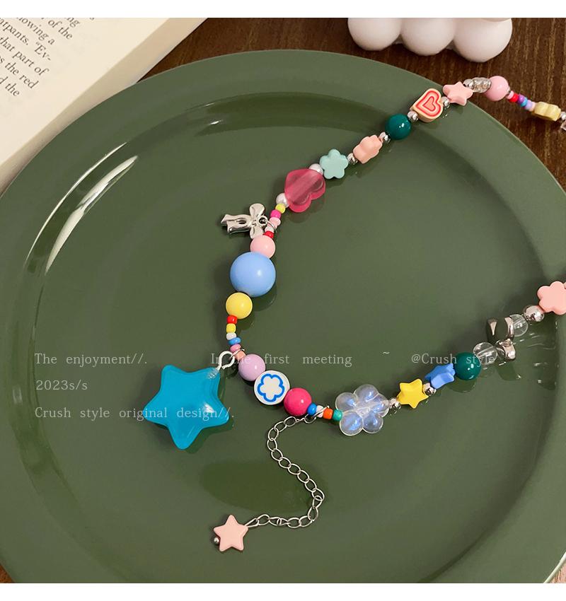 Luxury jewelry, alloy beaded, star necklace, colorful, suitable for everyone