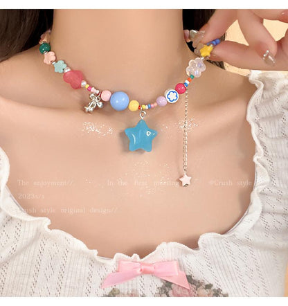 Luxury jewelry, alloy beaded, star necklace, colorful, suitable for everyone