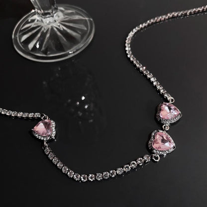 Luxury jewelry, zircon alloy, love necklace, pink, for everyone