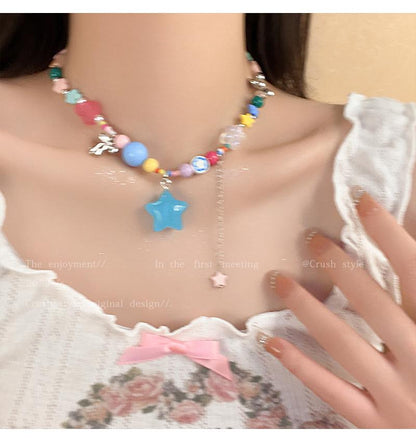 Luxury jewelry, alloy beaded, star necklace, colorful, suitable for everyone