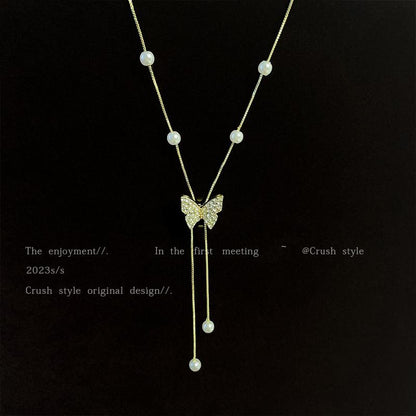 Luxury jewelry, alloy, butterfly necklace, gold, for everyone