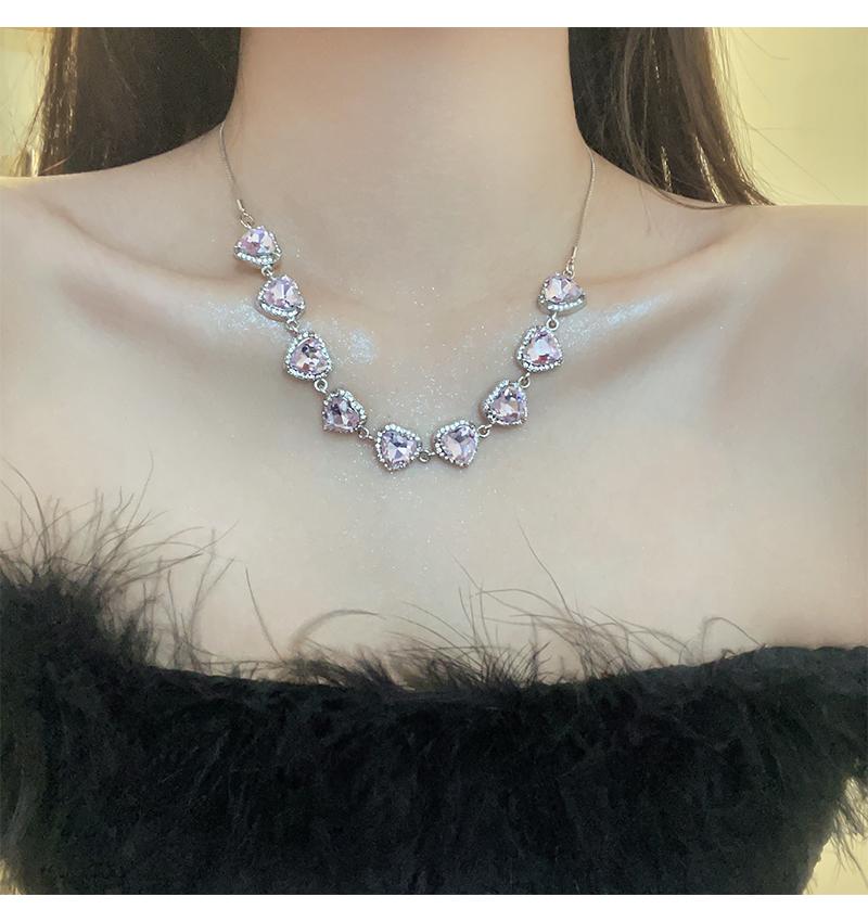 Luxury jewelry, zircon alloy, love necklace, pink, for everyone